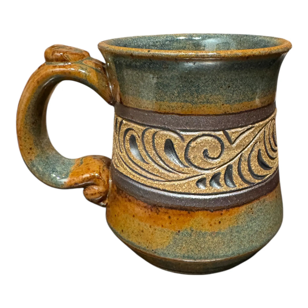 Dark Green Carved Mug Blaisdell