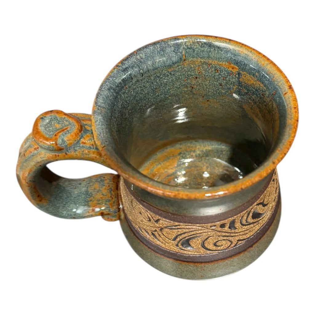 Dark Green Carved Mug Blaisdell