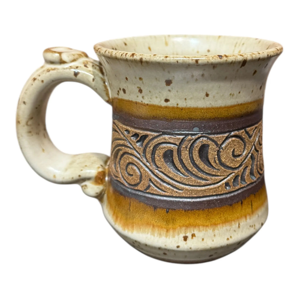 Speckled Tan Carved Mug Blaisdell