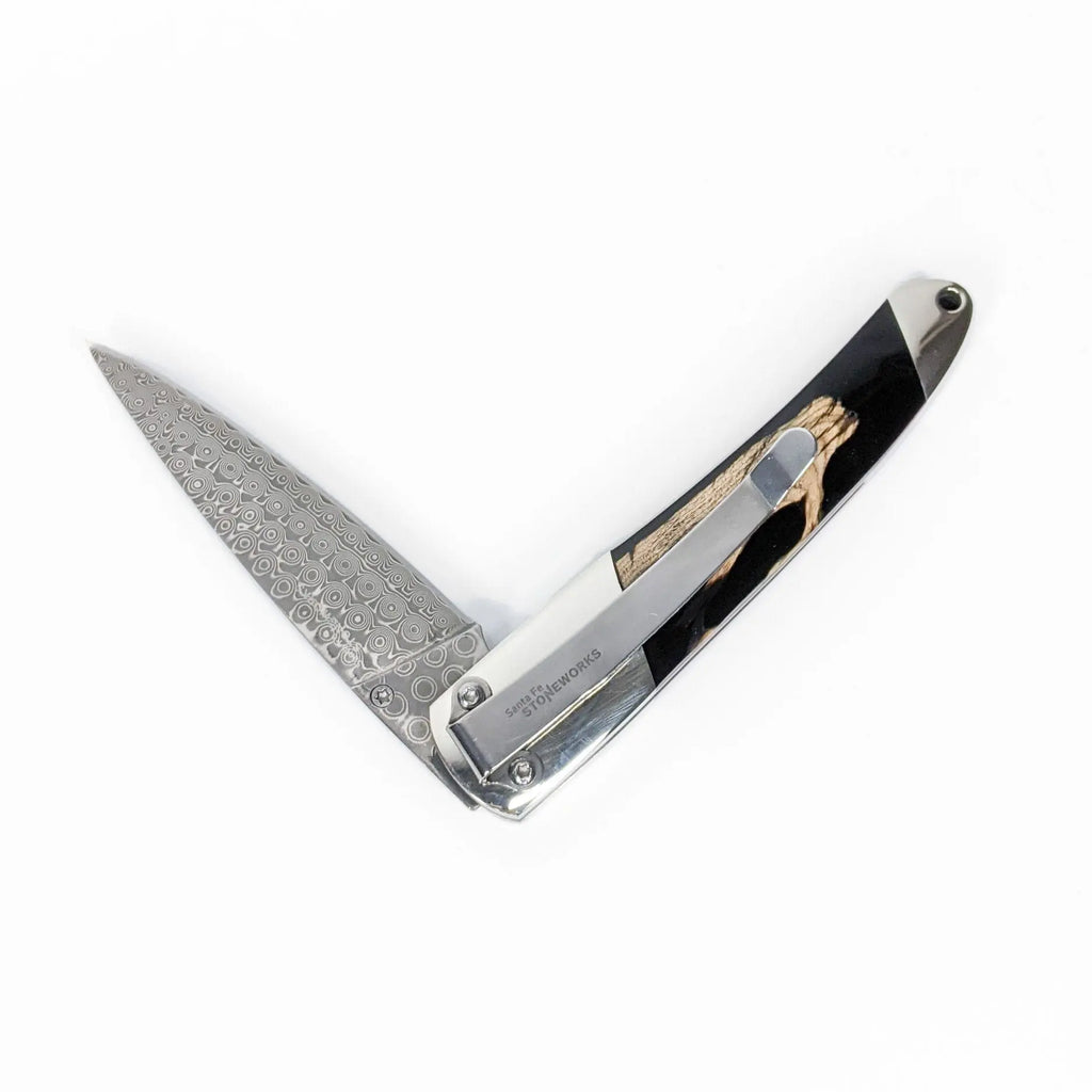Damascus Steel 4" Liner Lock Knife Earthen Vessel Gallery