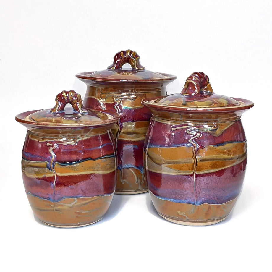 Handmade Pottery Southwestern Canister Set. Made to Order Kitchen Storage  Jars. Set of 3 Storage Jars. 